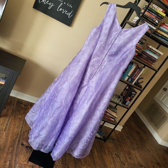 Vintage Y2K Lavender Whimsical Fairy Prom Dress Floral Flower Size 14 With Scarf - Picture 8 of 9